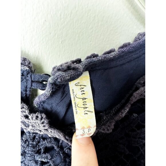 Free People Maribelle Lace Detail Sleeveless Mini Dress Blue Small Womens - Picture 13 of 13